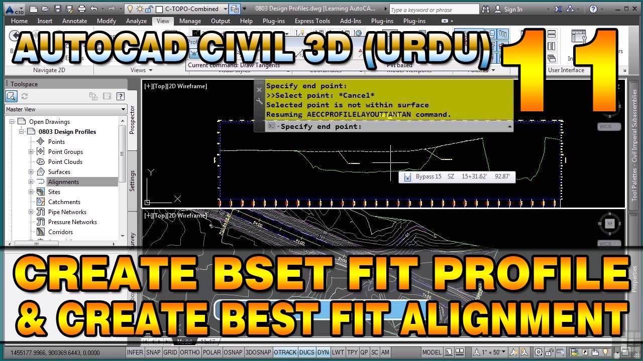 Create Best Fit Profile | Create Best Fit Alignment | AutoCAD Civil 3D in Urdu/Hindi | Lesson 11