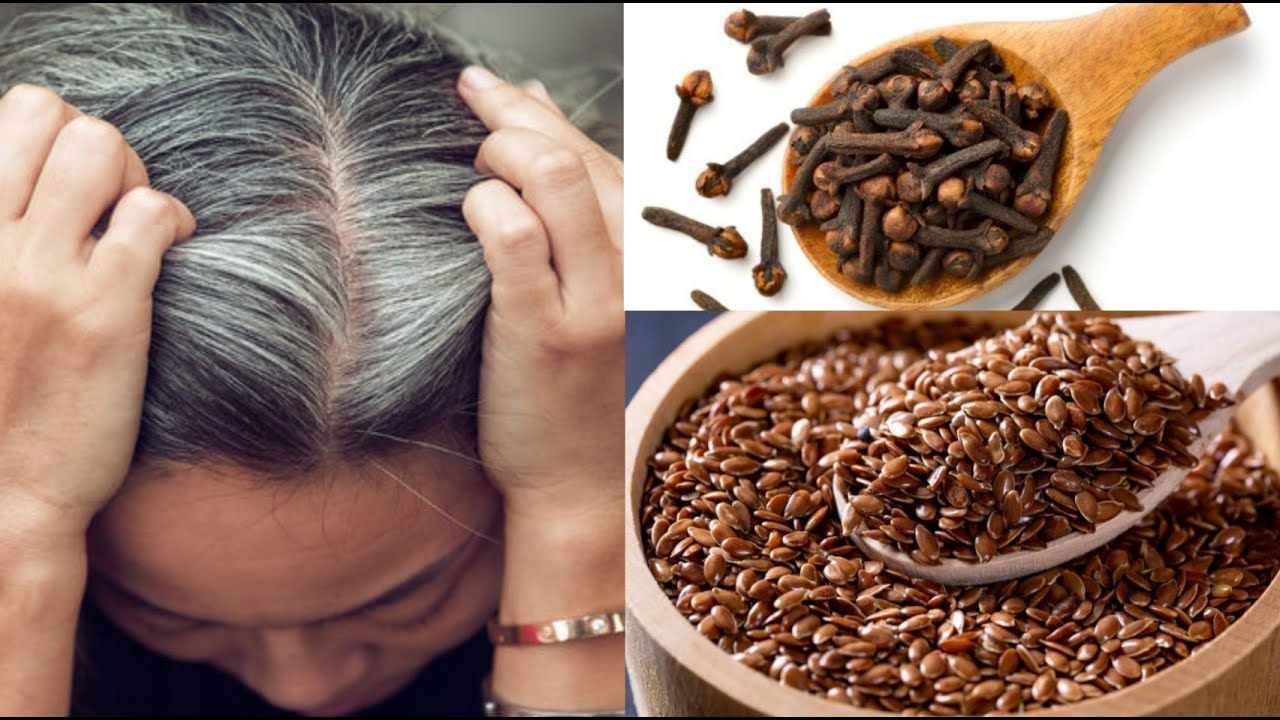 Mix cloves and flax seeds with water, and white hair will turn black in minutes.