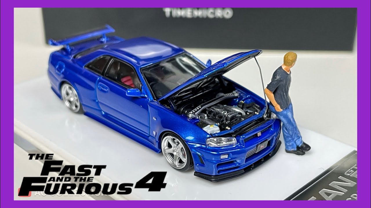 1:64 Nissan Skyline GT-R R34 & Paul Walker figurine (The Fast and The Furious 4) - Time Micro