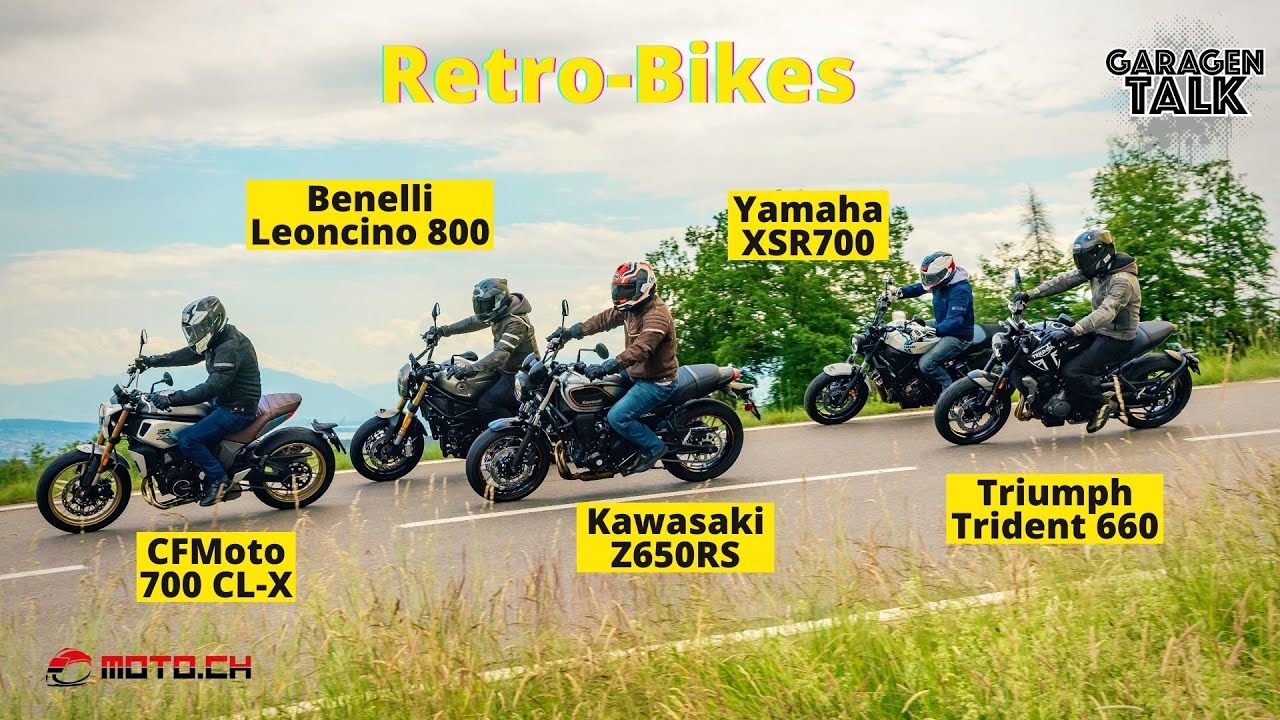 Kawasaki Z650RS gegen Yamaha XSR 700, Triumph Trident 660, Benelli Leoncino 800 und CFMoto 700 CL-X