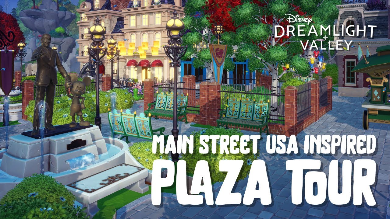 PLAZA TOUR! Main Street USA Inspired Magic Kingdom Build | Disney Dreamlight Valley