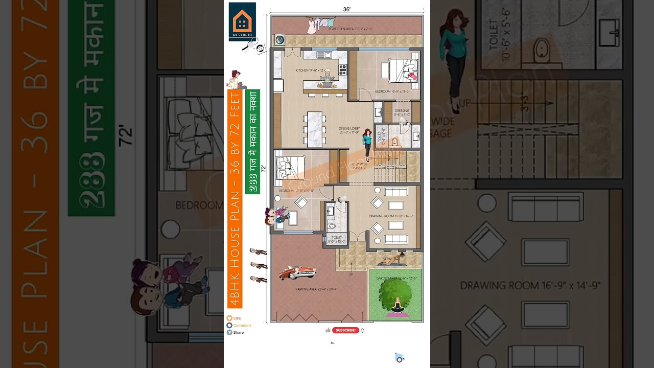 4BHK Duplex House Plan #groundfloor