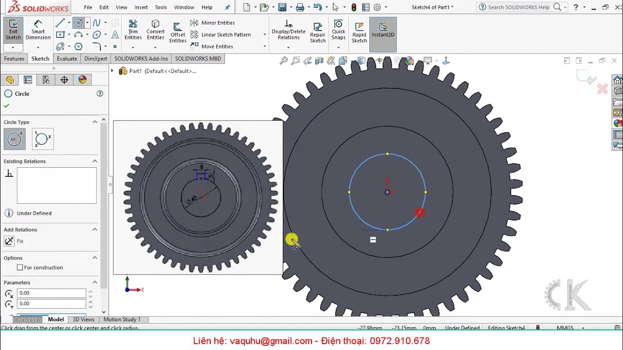 Solidworks - Hướng dẫn vẽ bánh răng thẳng - THE GEAR