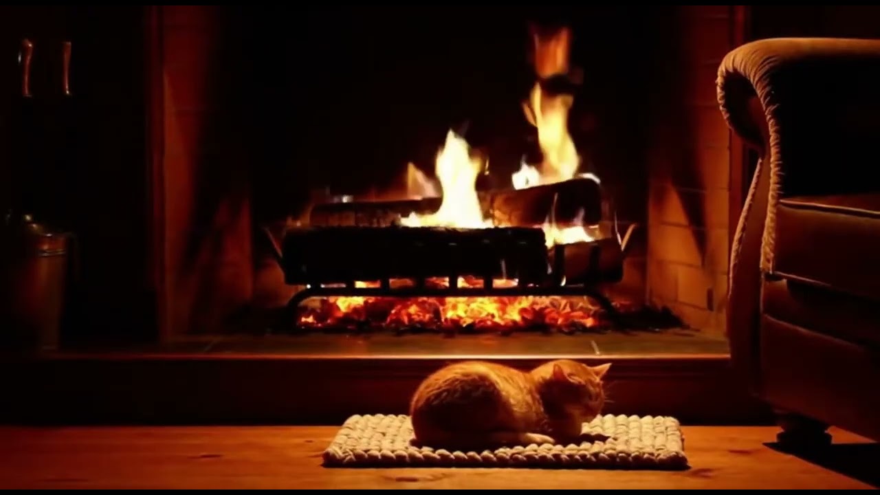 Cat and Fireplace