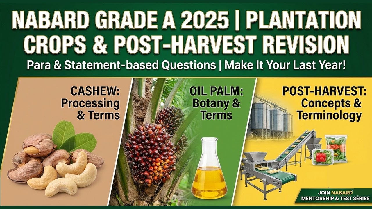 Plantation crops & Post-Harvest | Revision | NABARD Grade A 2025