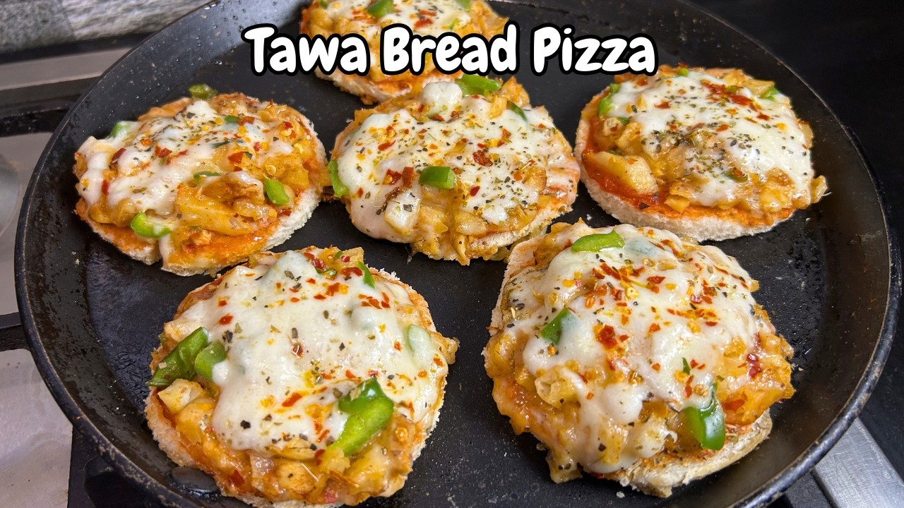 Bread Pizza Recipe with Leftover Chicken | Easy Chicken Bread Pizza | Quick Snack Recipe