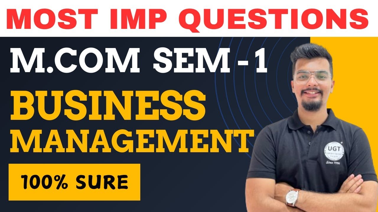 Business Management Most Important Questions | Mcom Sem 1 | Business Management | Paper Pattern |UGT