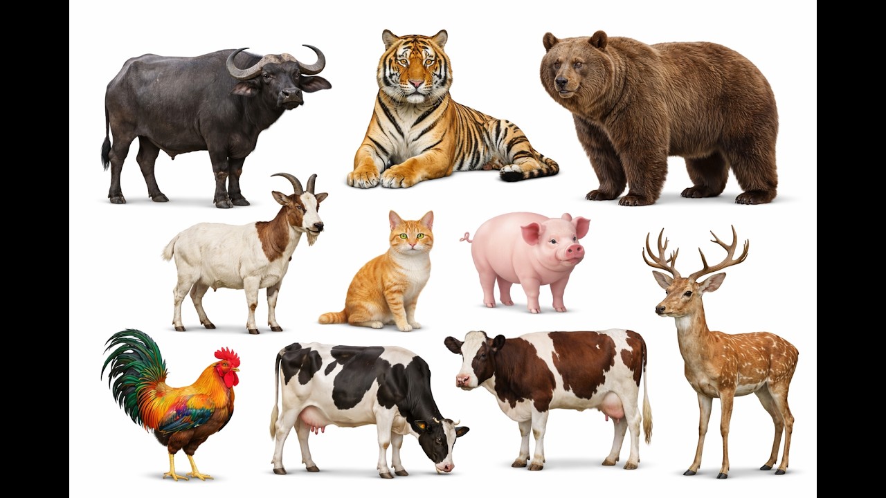 Cute Animal World – Part 2 🐢🐶 Learn the World with Cute Animals: Panther, Tiger, Lion, Leopard, Bear