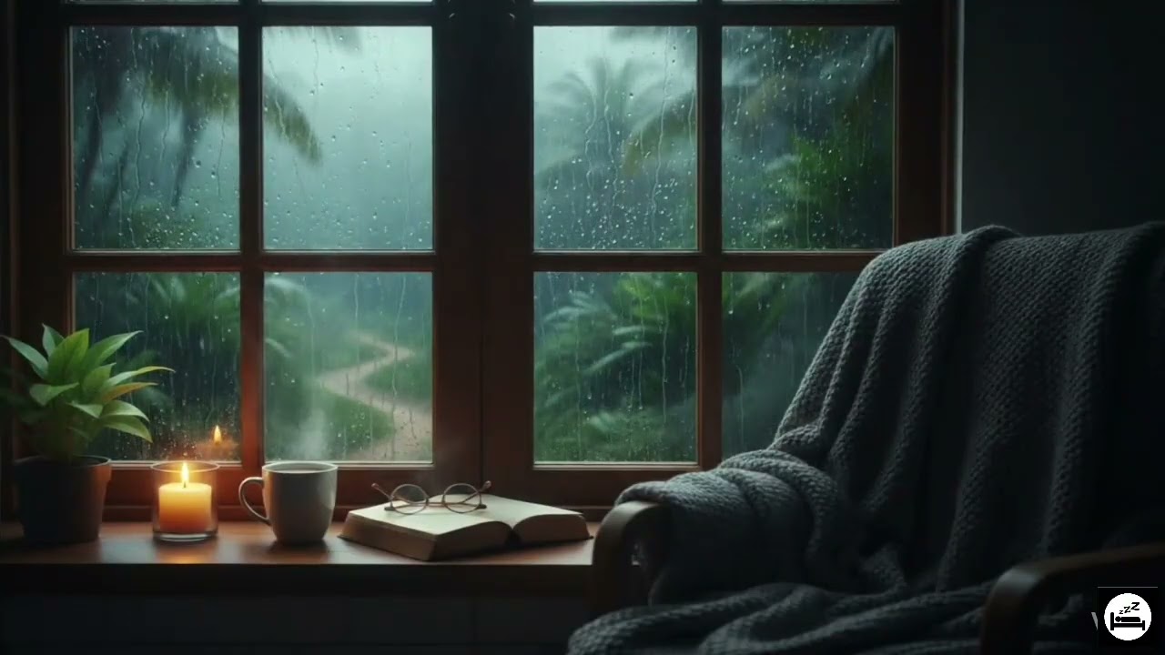 Heavy  Rain Sounds on Window for deep sleep #7 | No Music | 4 Hours