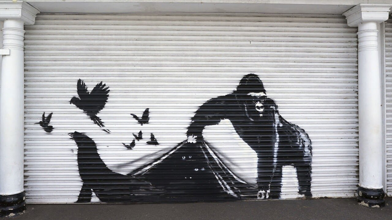 Banksy unveils latest new gorilla art at London Zoo