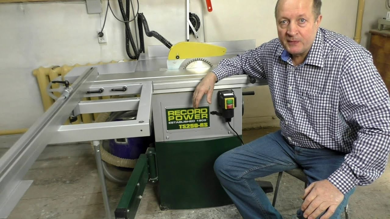 Циркулярная пила с чугунным столом и подвижной кареткой TS250RS Record Power.