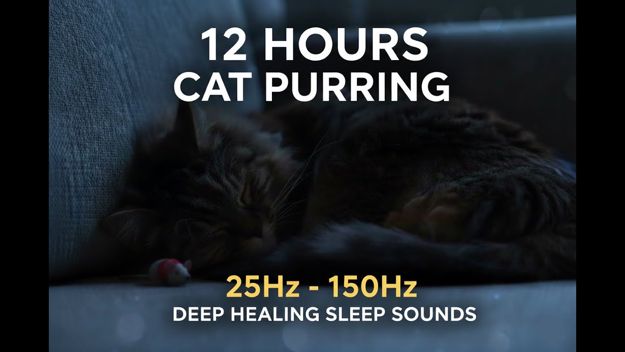 12 HOURS CAT PURRING (25Hz - 150Hz) | Healing Frequencies for Sleep, Anxiety & Bone Repair