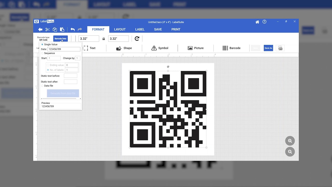 Печать QR-кодов с помощью LabelSuite&trade;