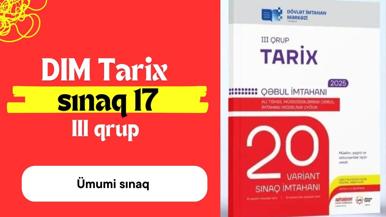 DİM 20 sınaq tarix / sınaq 17 / III qrup #tarix #DİM #sınaq #otk #tarixdərsləri