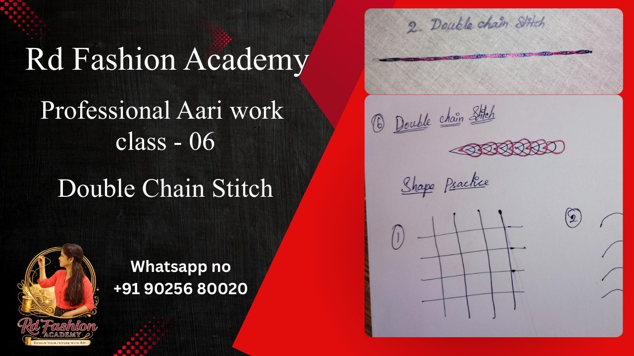 Aari work class 06/Double chain stitch #AariWorkTutorial | #Beginner to #Advanced  #RDFashionAcademy