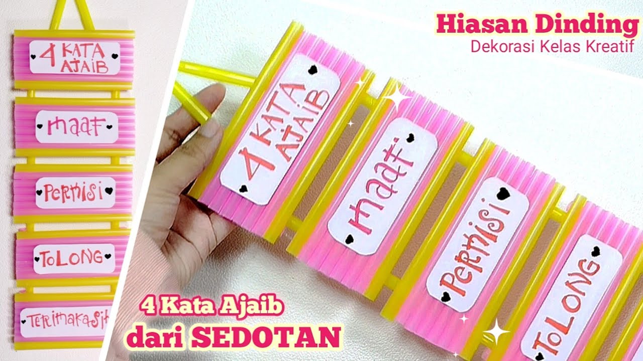 Kerajinan Dari Sedotan | Membuat Hiasan Dinding 4 KATA AJAIB  | Dekorasi Kelas Kreatif