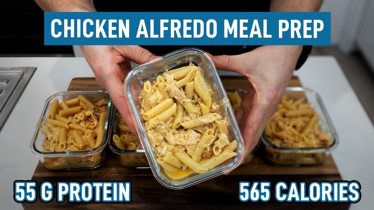 High Protein Chicken Alfredo Meal Prep | 55g Protein Per Serve