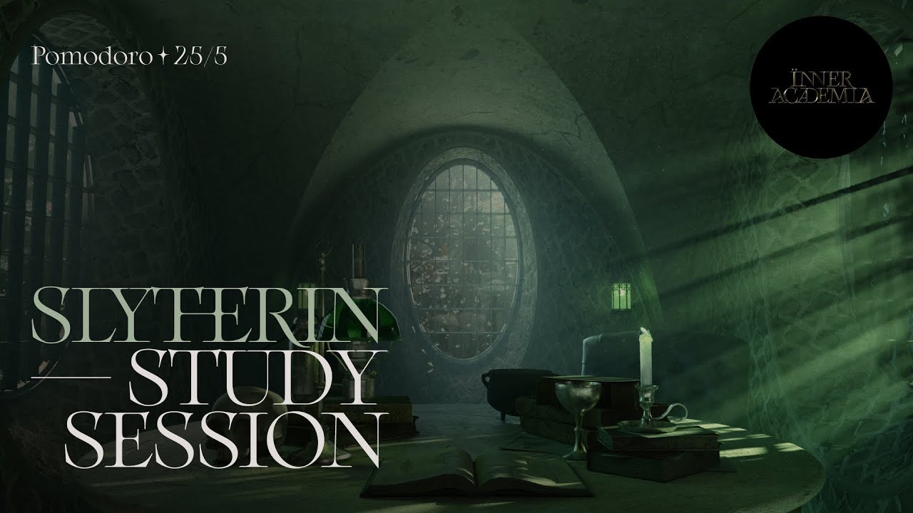 Study at the Slytherin Dungeon 🐍 🖤 Pomodoro 25/5 🔔 2 hrs 🖤 Harry Potter  x Dark Academia