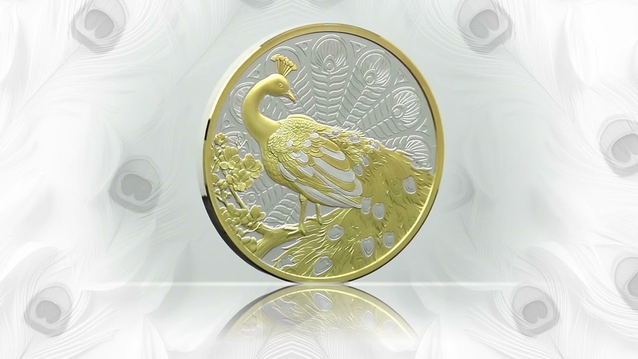 Peacock 2024 $1 Gold-plated 1oz Silver Proof Coin