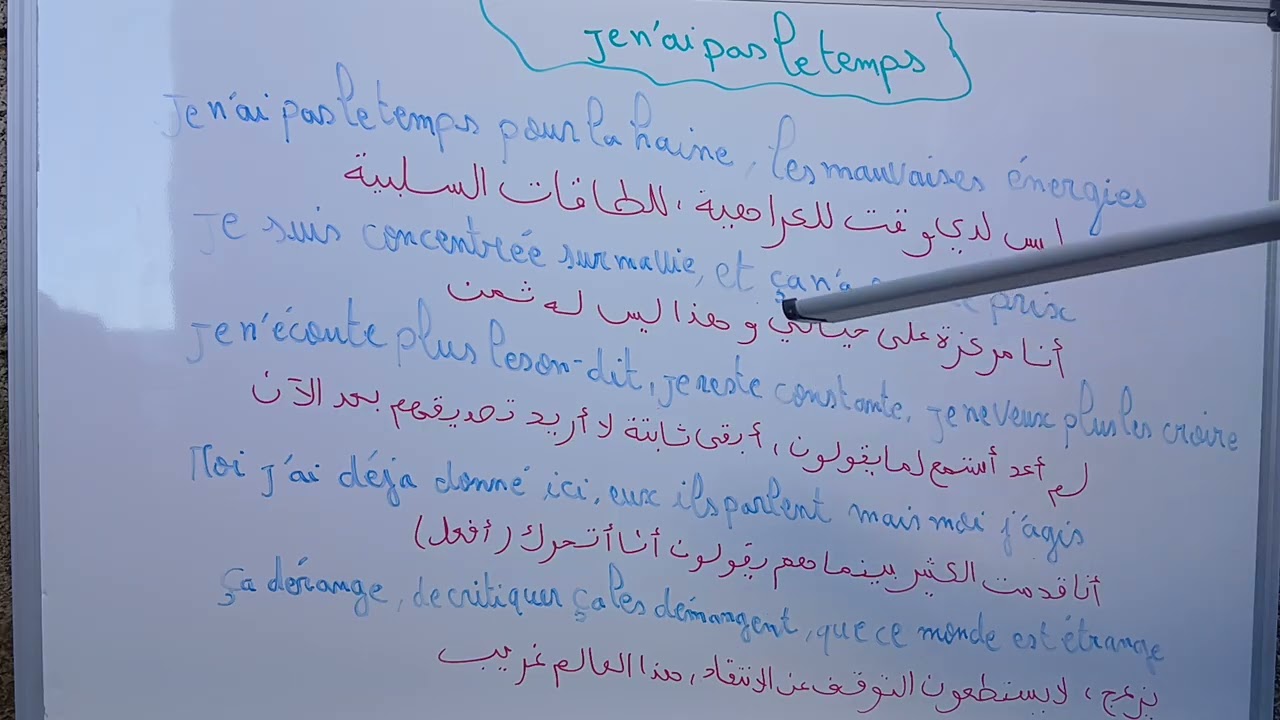 الاغنية الشھيرة je n'ai pas le temps مترجمة الى العربية # vocabulaire # français # الفرنسية من الصفر