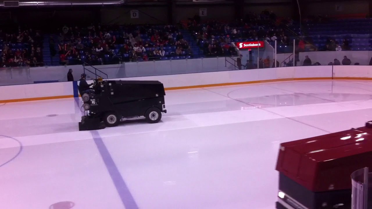 2 Zambonis Cleaning The Ice At Ray Twinney Recreation Complex In Newmarket Ontario