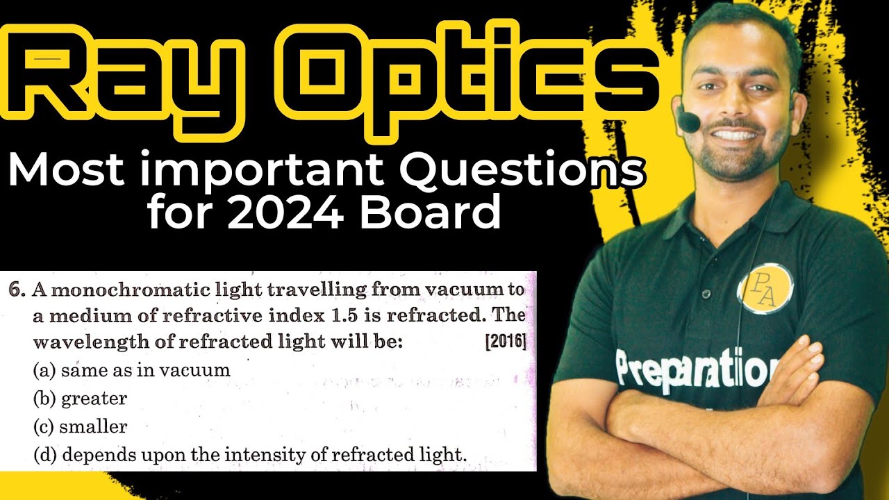 Mcq-6: Ray Optics Important questions for board : a monochromatic light travelling from vacuum to a
