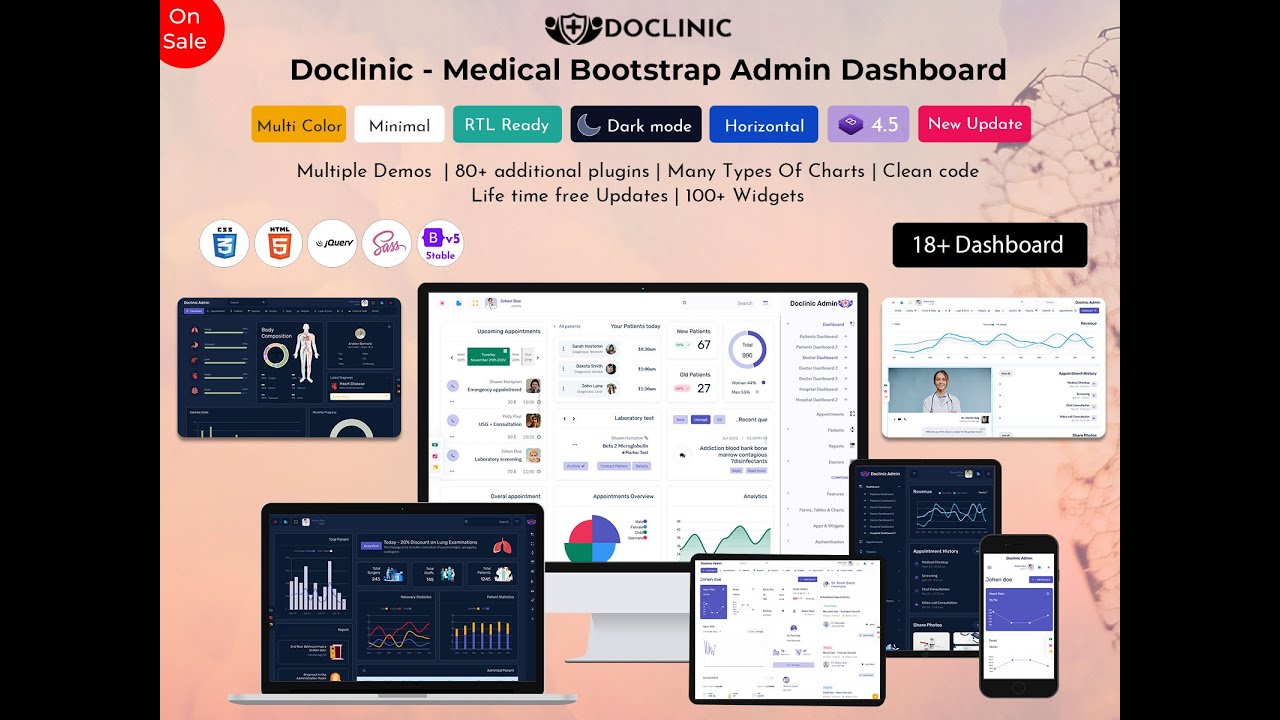Doclinic Admin -  Hospital Dashboard Design With Medical Ui Framework