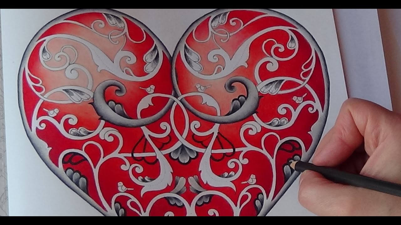 How I color a heart Tutorial 1 Prismacolor Johanna´s Christmas Johanna Basford