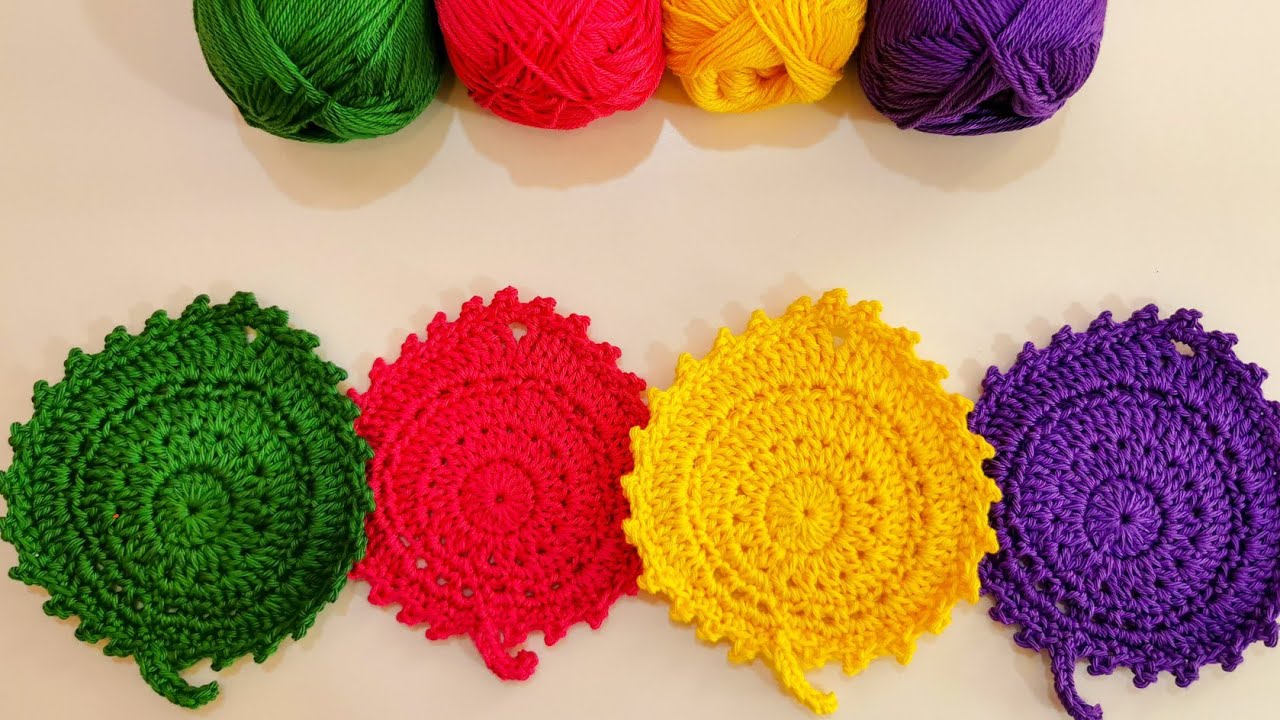 How to crochet leaf coaster|كروشيه قاعده أكواب على شكل ورقه شجر
