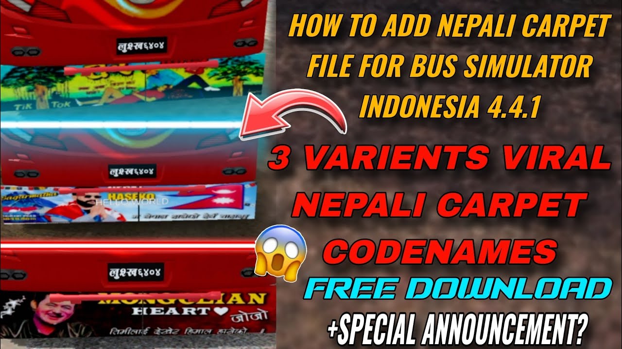 Nepali Carpet Codename For BUSSID 4.4.1|How to add Nepali Carpet Mod?|Tutorial|Special Announcement|