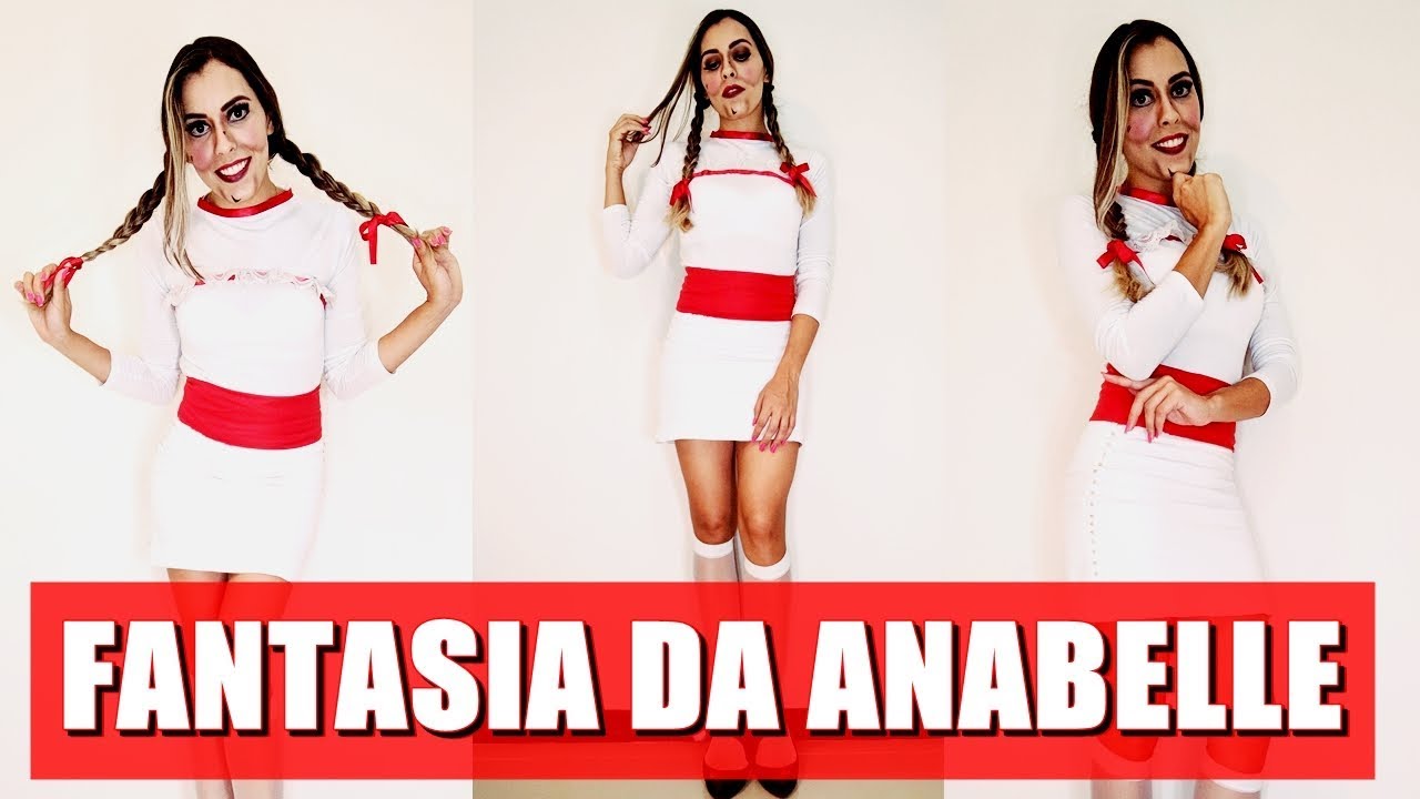 FAÇA SUA FANTASIA SEM GASTAR NADA -  FANTASIA  DA  BONECA ANABELLE PARA O CARNAVAL | DIY | TUTORIAL