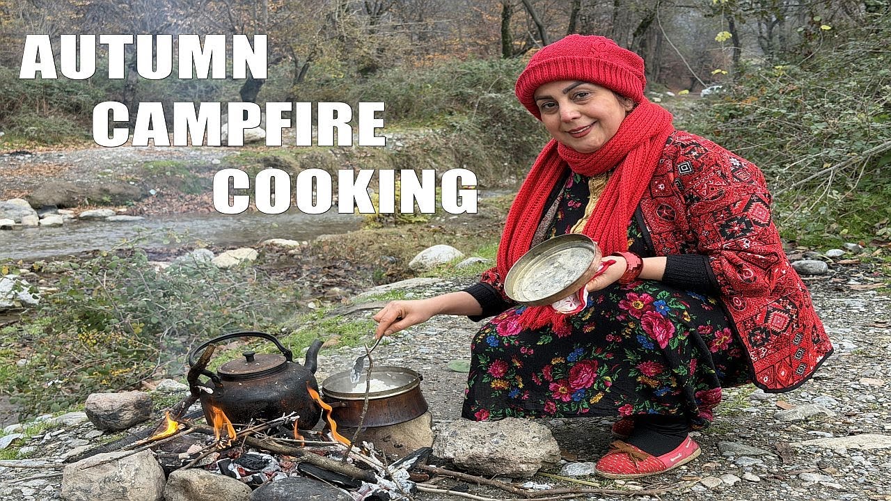 Charcoal Grilled Chicken Skewers & Rice by the River 🍂🔥 | ASMR Outdoor Cooking