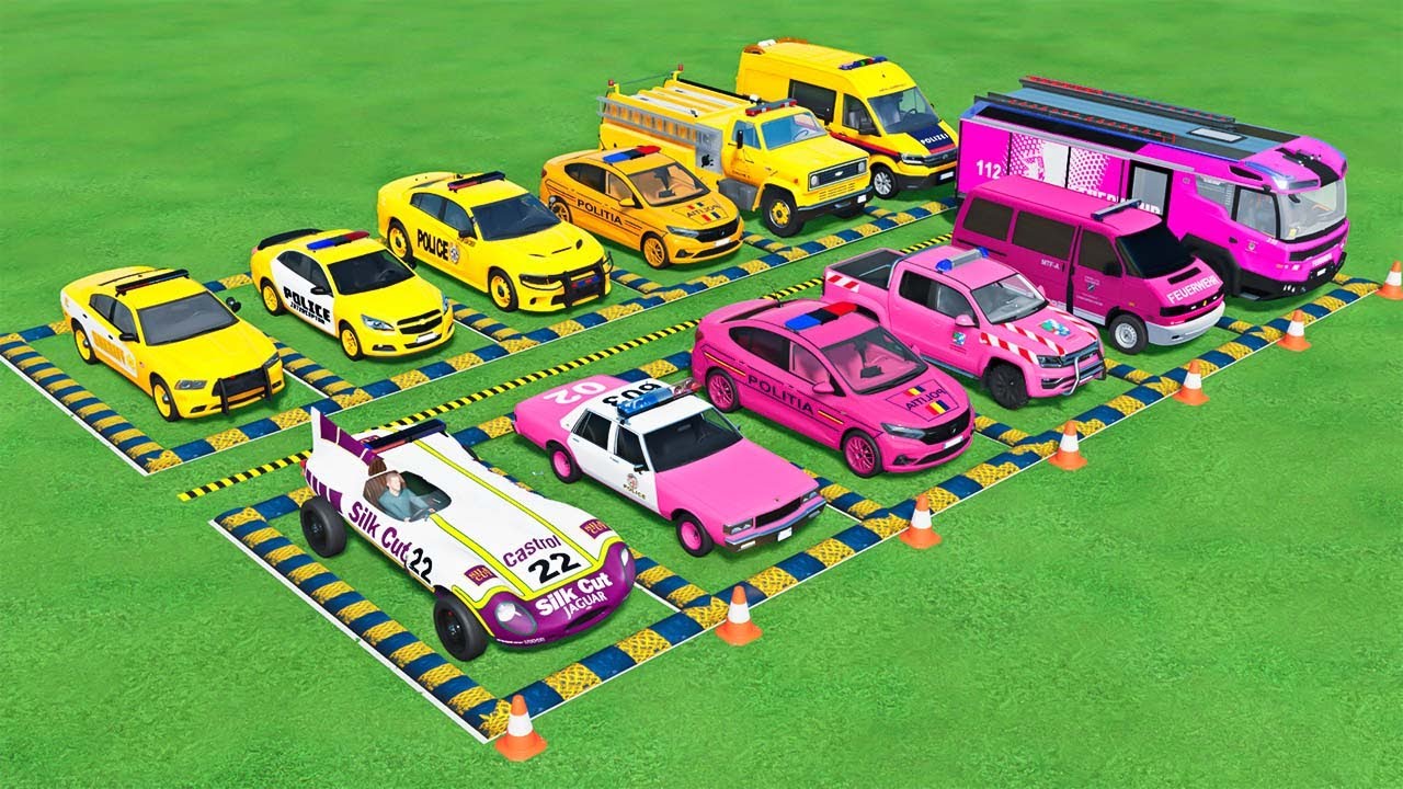 POLICE COLORFULL - TRANSPORTING POLICE CARS, AMBULANCE VEHICLES, FIRE TRUCK WITH TRUCK - FS22 #708