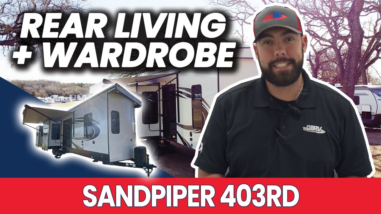 Rear Living with a Wardrobe Slide | 2022 Sandpiper 403RD | Fun Town RV