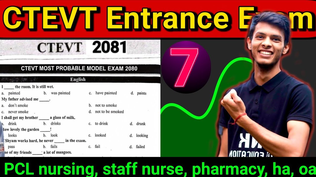 Ctevt entrance exam model questions 2081 | PCL nursing staff nurse pharmacy entrance exam model qns