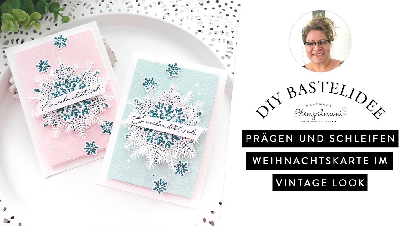 Prägen und Schleifen | Weihnachtskarte im Vintage Look | Zauberhafte Tannenzweige | Basteln