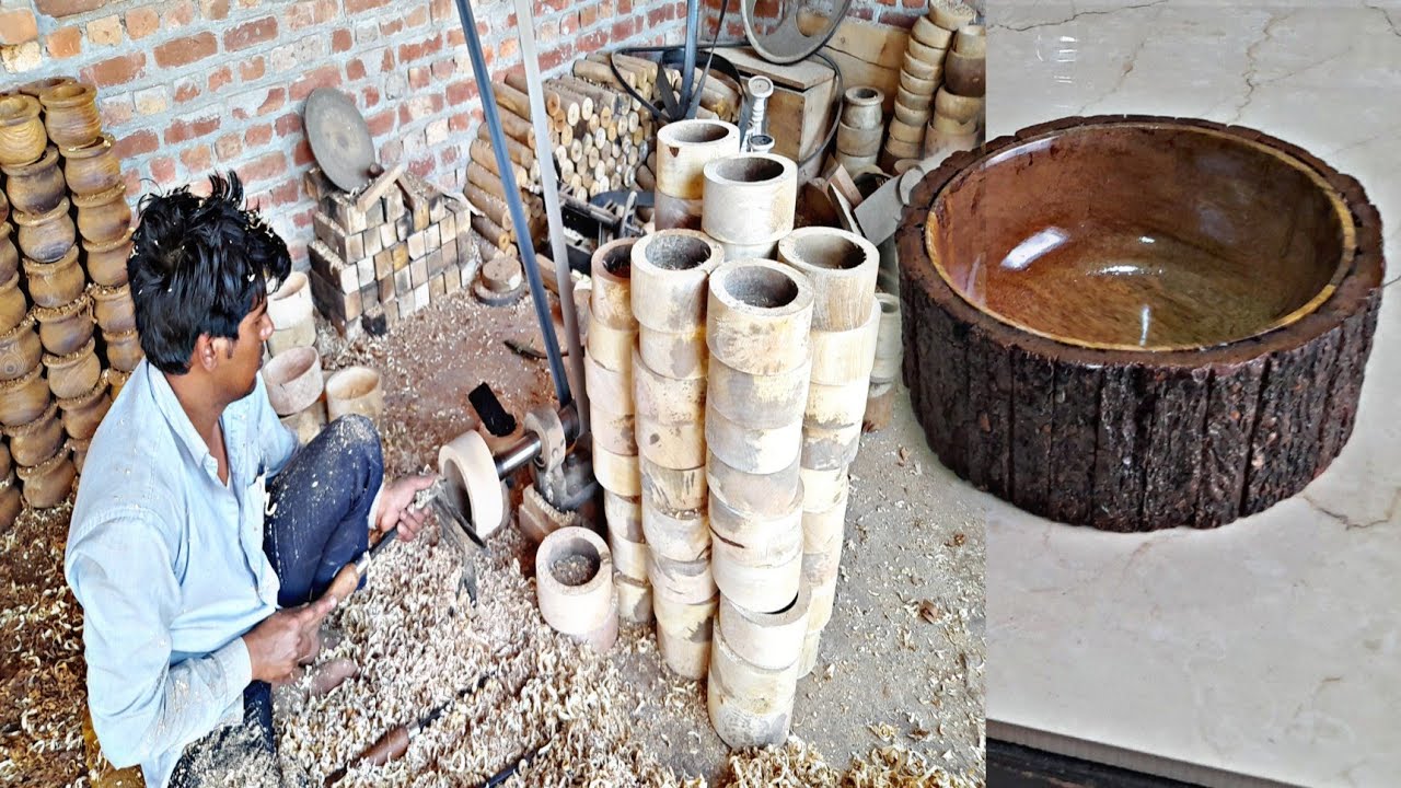 Making wooden nuts bowl |amazing wood work from India unique skills | woodturnig work