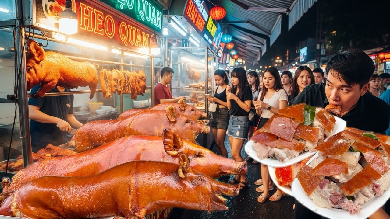 Incredible Whole Roast Pork! One Street Stall Drew a Huge Neighborhood Queue