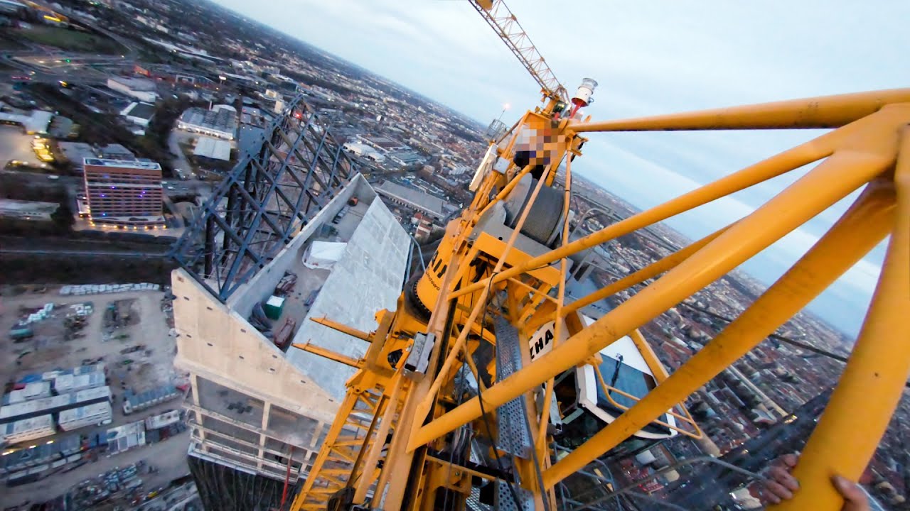 crane climb tallest building in berlin