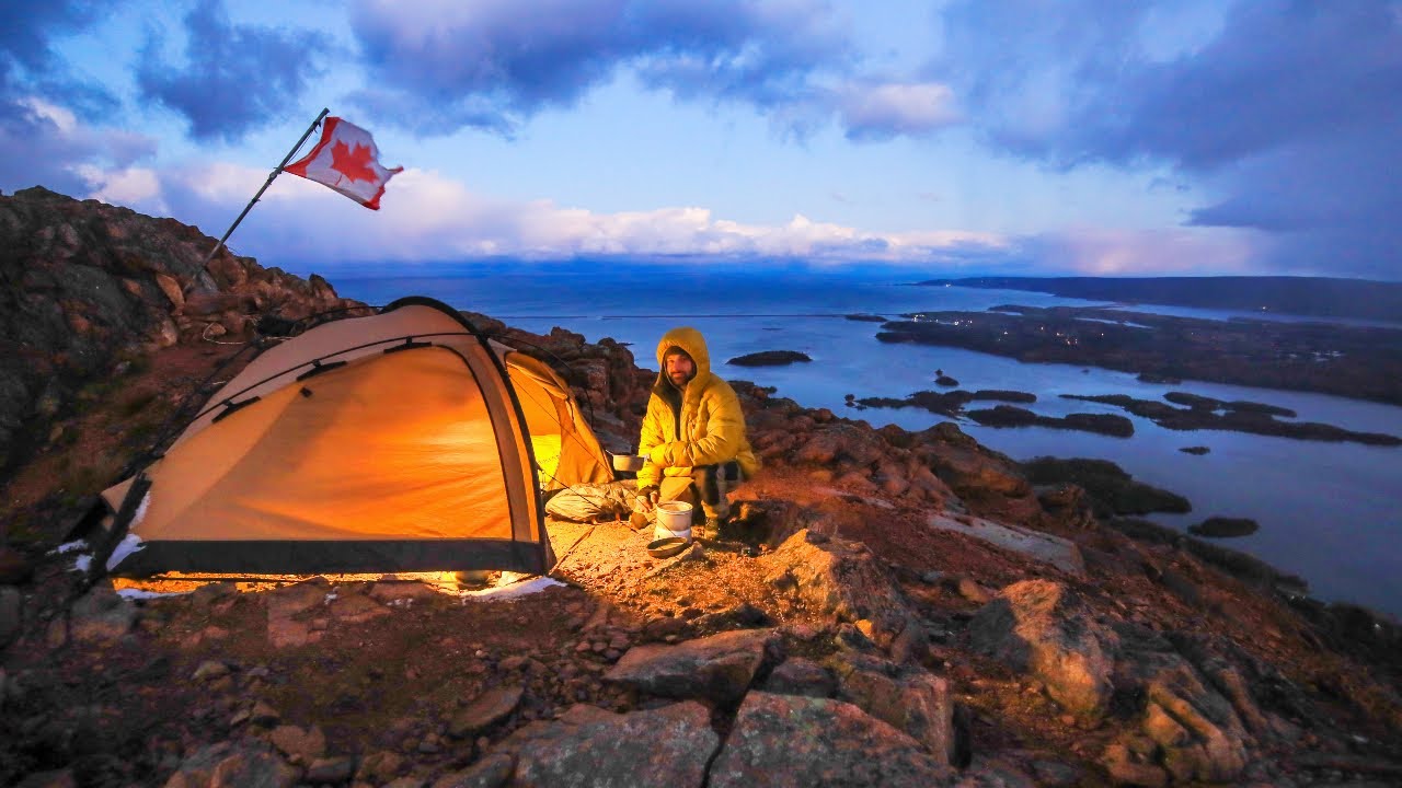 Winter Camping In Snow On Mountain Top