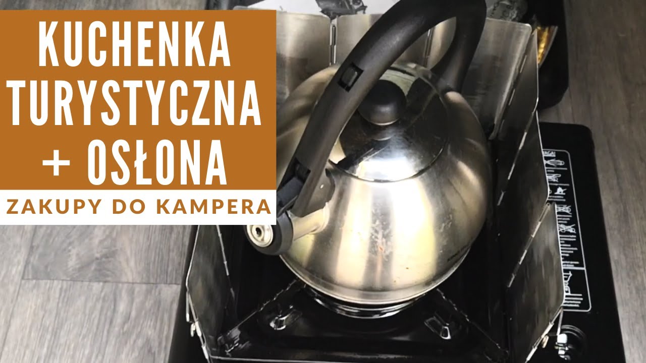 Zakupy do kampera: Kuchenka turystyczna na kartusze i butle + składana osłona przeciwwiatrowa