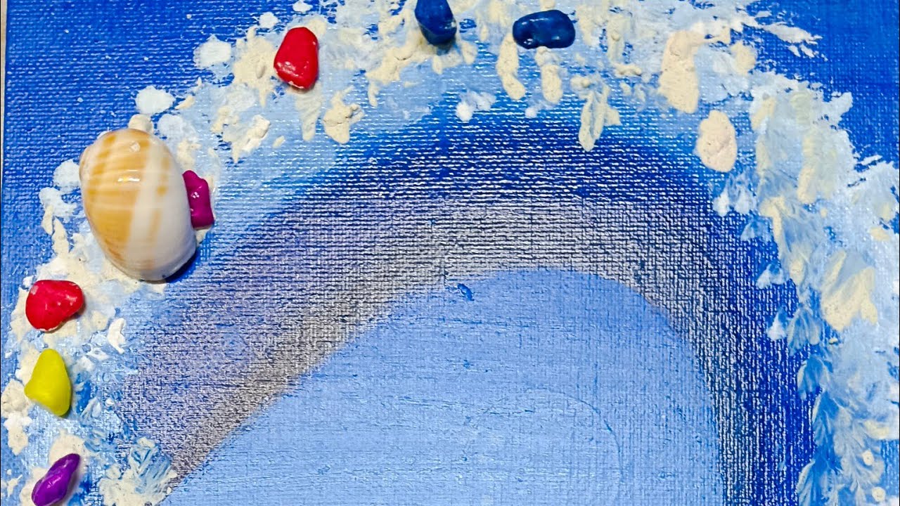 समुद्र के किनारे का दृश्य sea shell panting # video step by step 