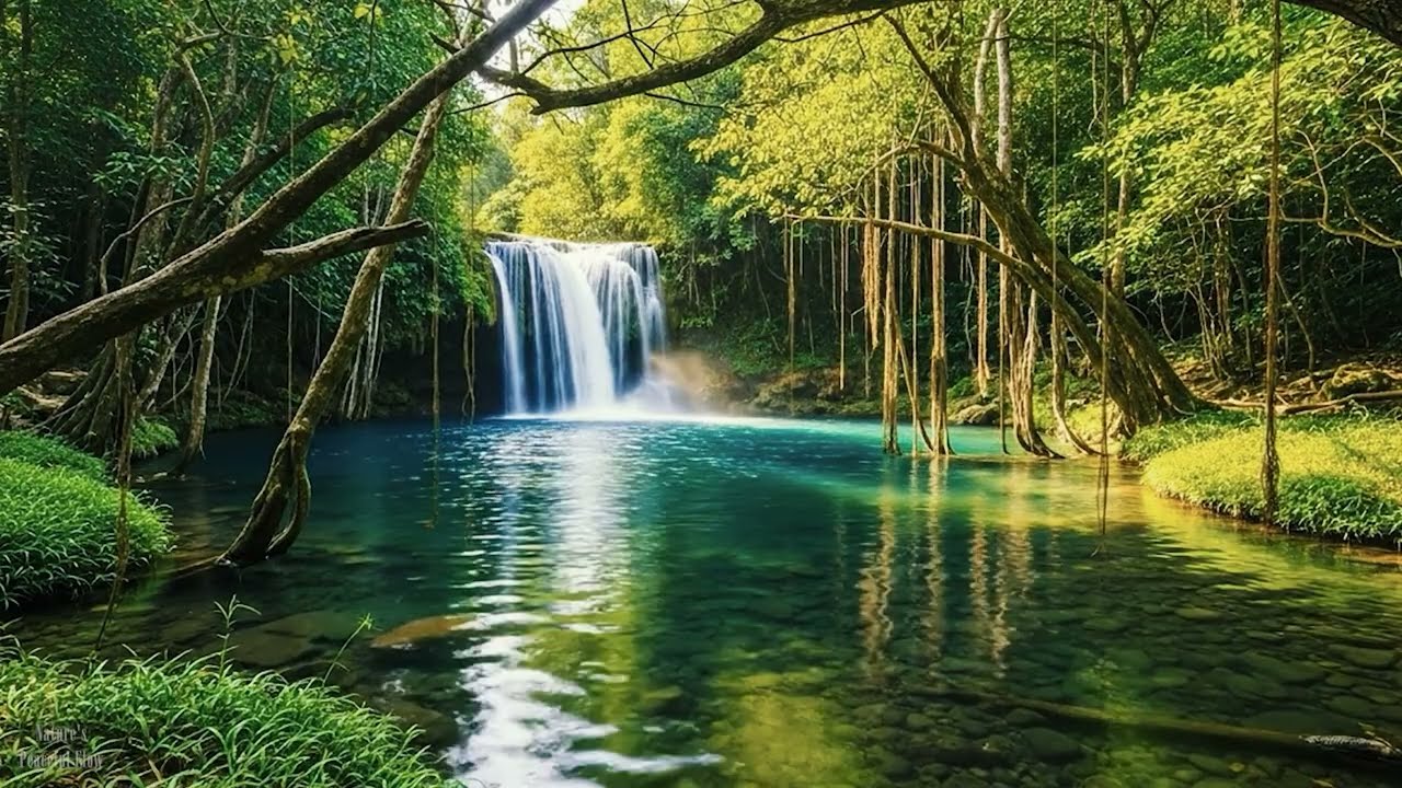 Soothing Water Flow Sounds | Waterfall White Noise | 3 Hours Sleep