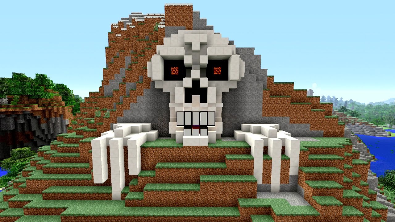 Minecraft Tutorial: How to Make a Skeleton House | Scary Halloween House | Cave House | Skull