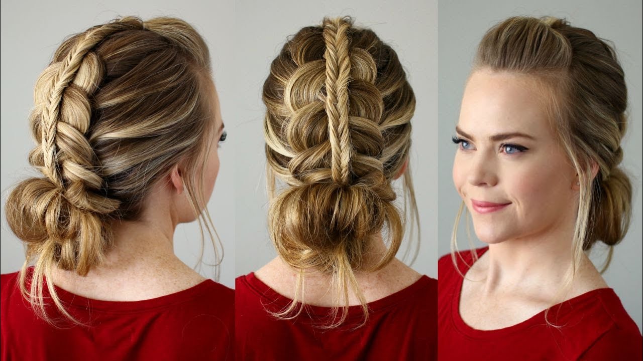 Stacked Fishtail + Dutch Braid Messy Bun | Missy Sue