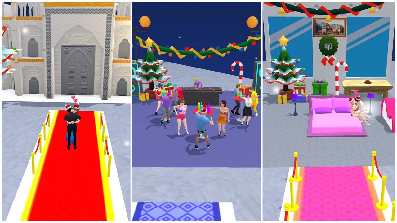 Kiss💋💋  Party💃🕺🏼 Bed love🛏👩‍❤️‍💋‍👨| Money Run 3D| THREE MOBILE GAME
