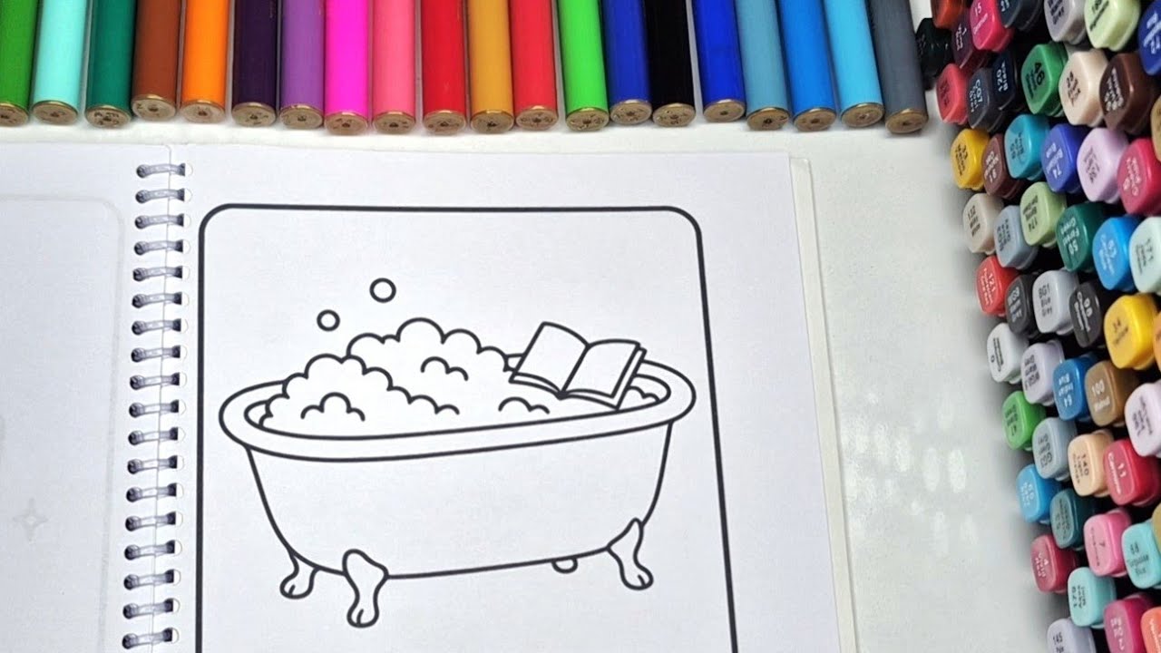 ASMR Color with Me | Cozy Bath & Coffee Coloring Book for Relaxation | Warm Night Vibes ☕🛁