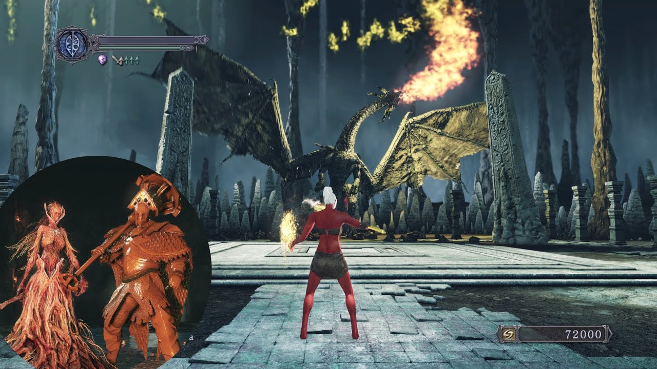 Королева Элана и дракон Син подряд без урона. Класс Нищий (1 уровень). Dark Souls 2.