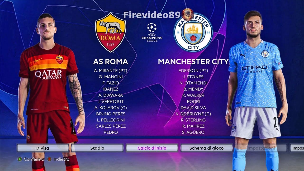 Pes 2021 Champions League • Roma vs Manchester City • (Pedro alla Roma)
