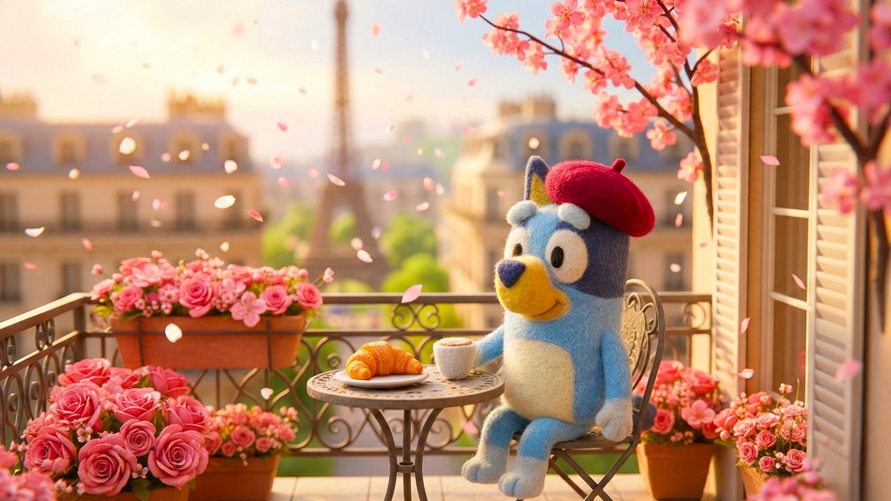 Spring Café Lofi with Bluey 🌸 Warm Lo-Fi Jazz for Relaxing, Studying & Gentle Focus